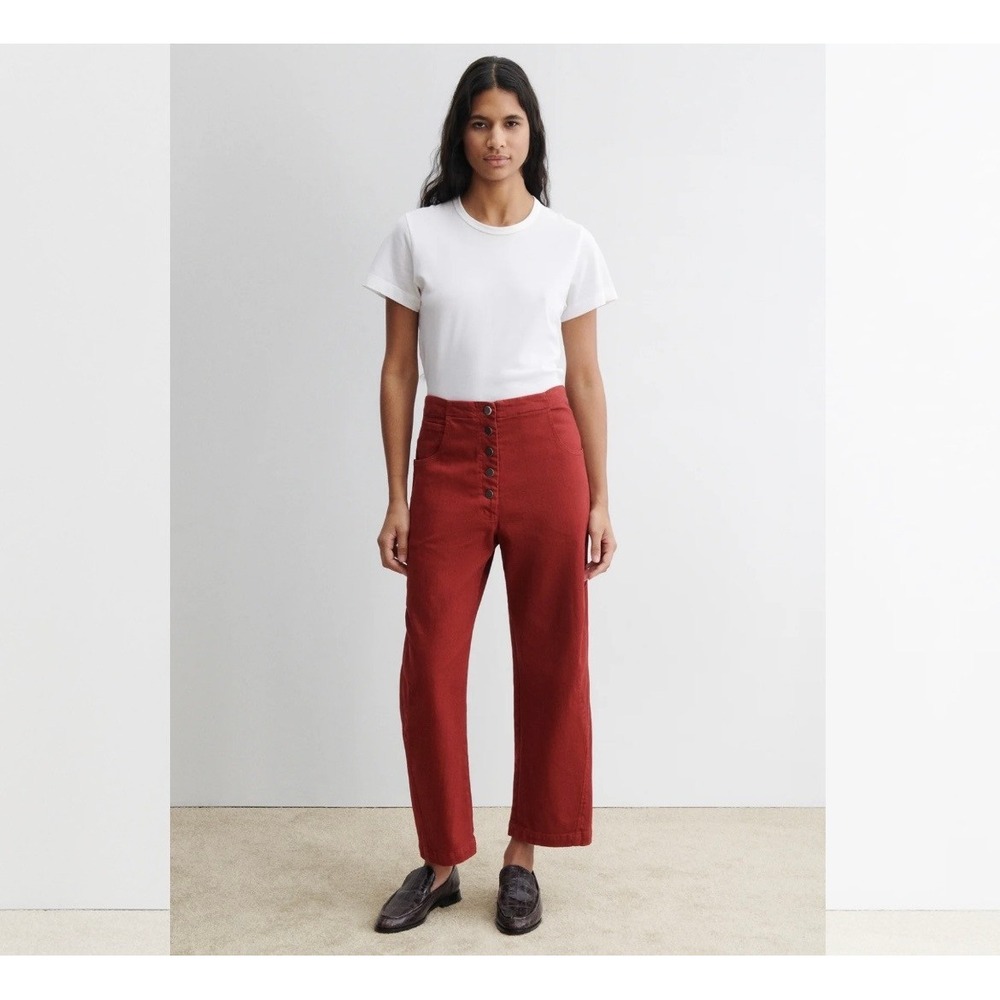 Rachel Comey Elkin Pants High Rise Wide Leg Cinch Back Pomona Overdye Paprika‎ 2